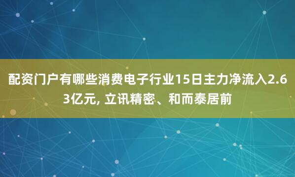 配资门户有哪些消费电子行业15日主力净流入2.63亿元, 立讯精密、和而泰居前